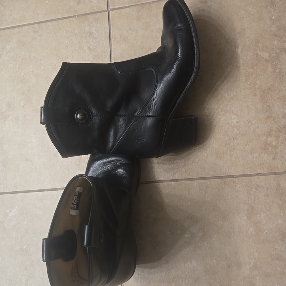 Frye black ankle boots, size 7